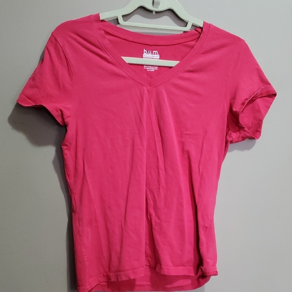 Bum Equipment Pink Fitted Cuffed Sleeve T-Shirt Size Large